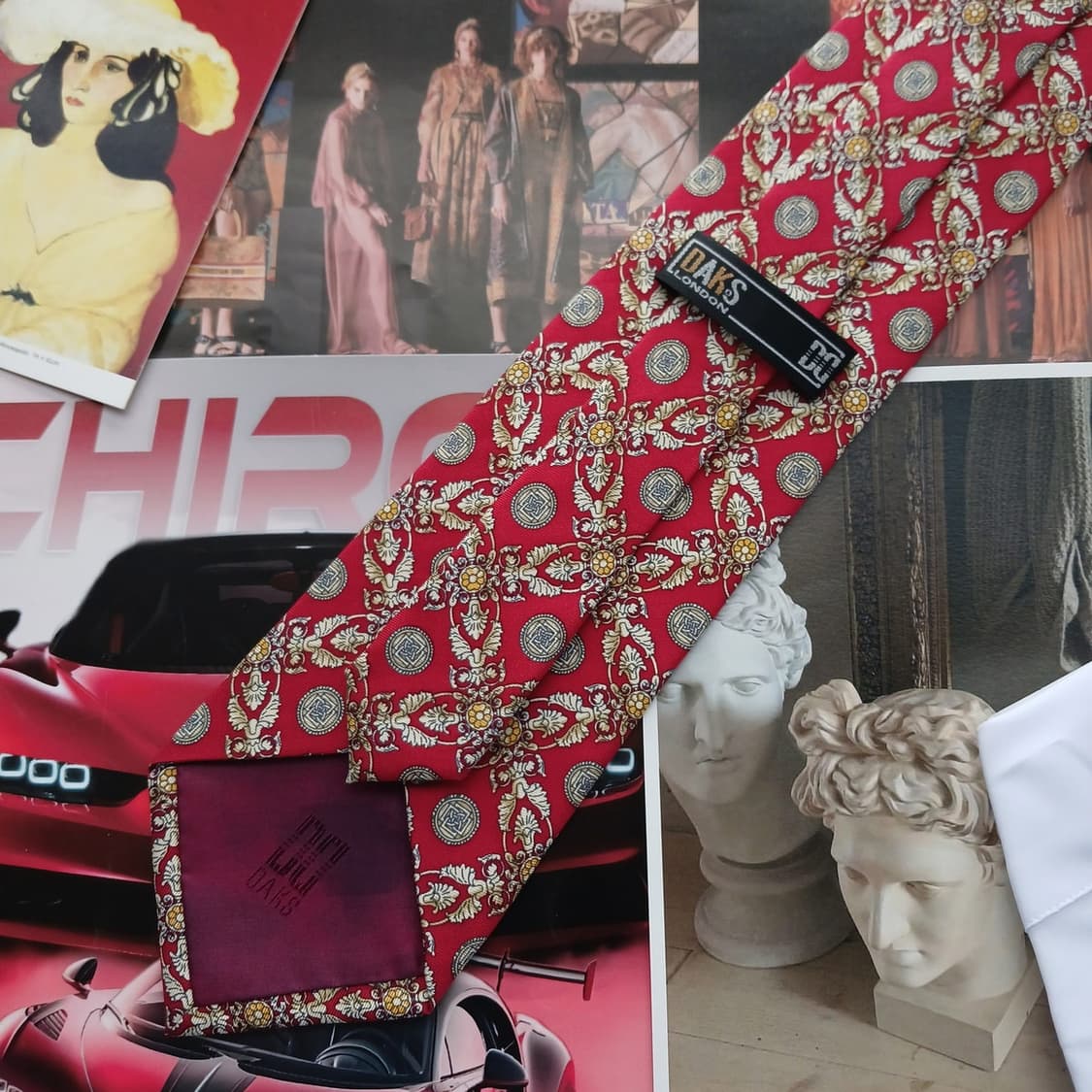 닥스 실크 다크 레드 클래식 패턴 넥타이 9.7cm A등급 A18720
 상품이미지4