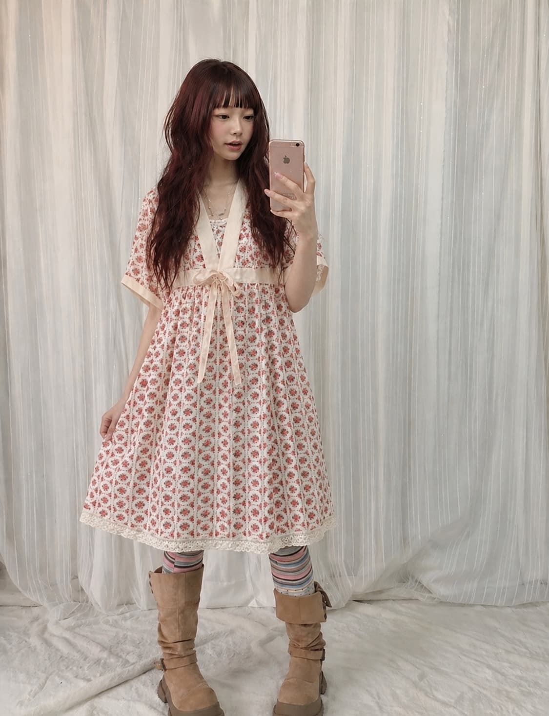 폴리 플라워 패턴 원피스 상품이미지1