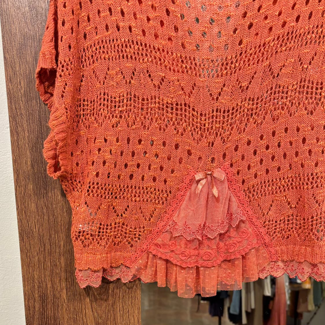 Axes femme 엑시즈팜 레이스 프릴 오렌지 숏 가디건 갸루 상품이미지5