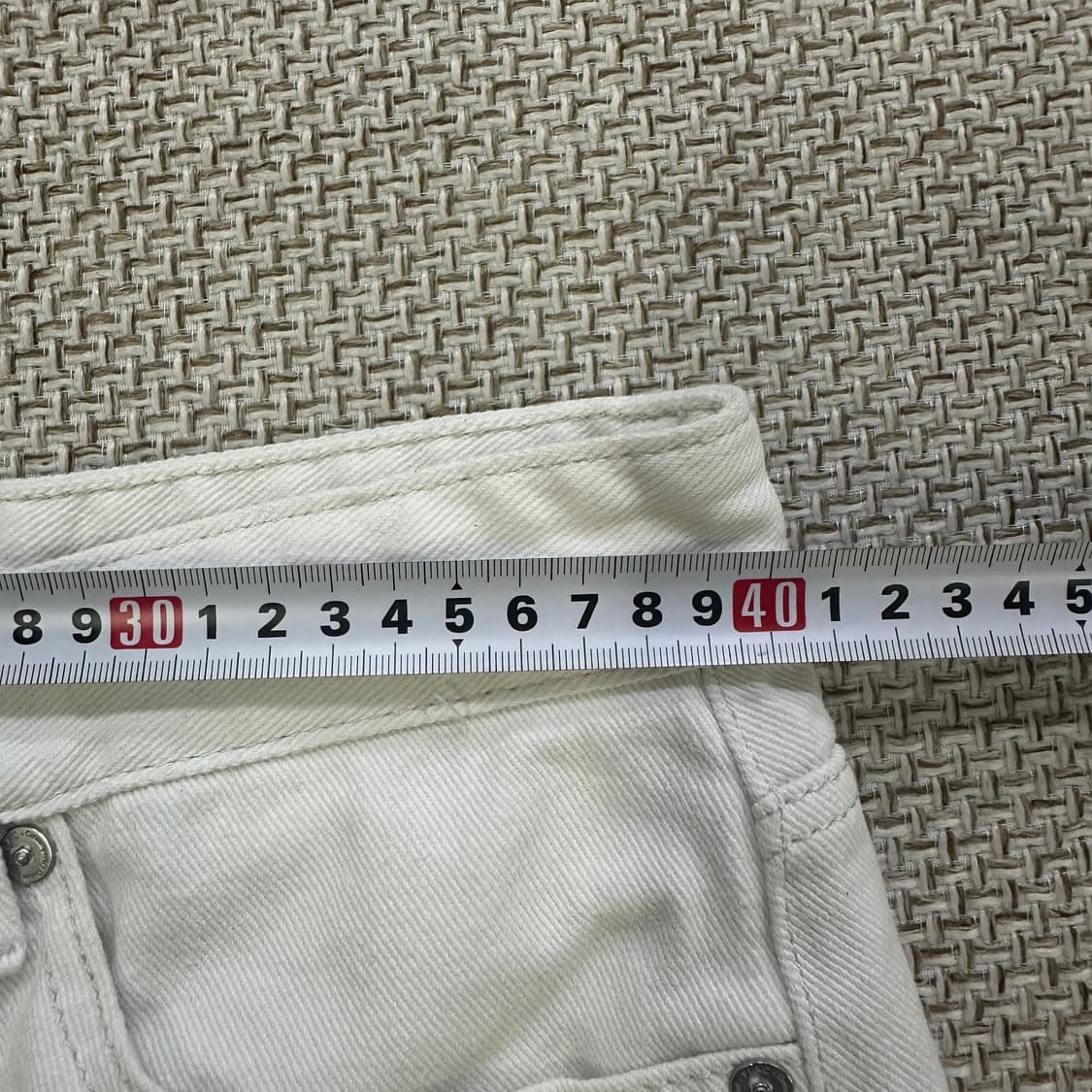 M 플랙 흰색 데님 팬츠 0414D 상품이미지8