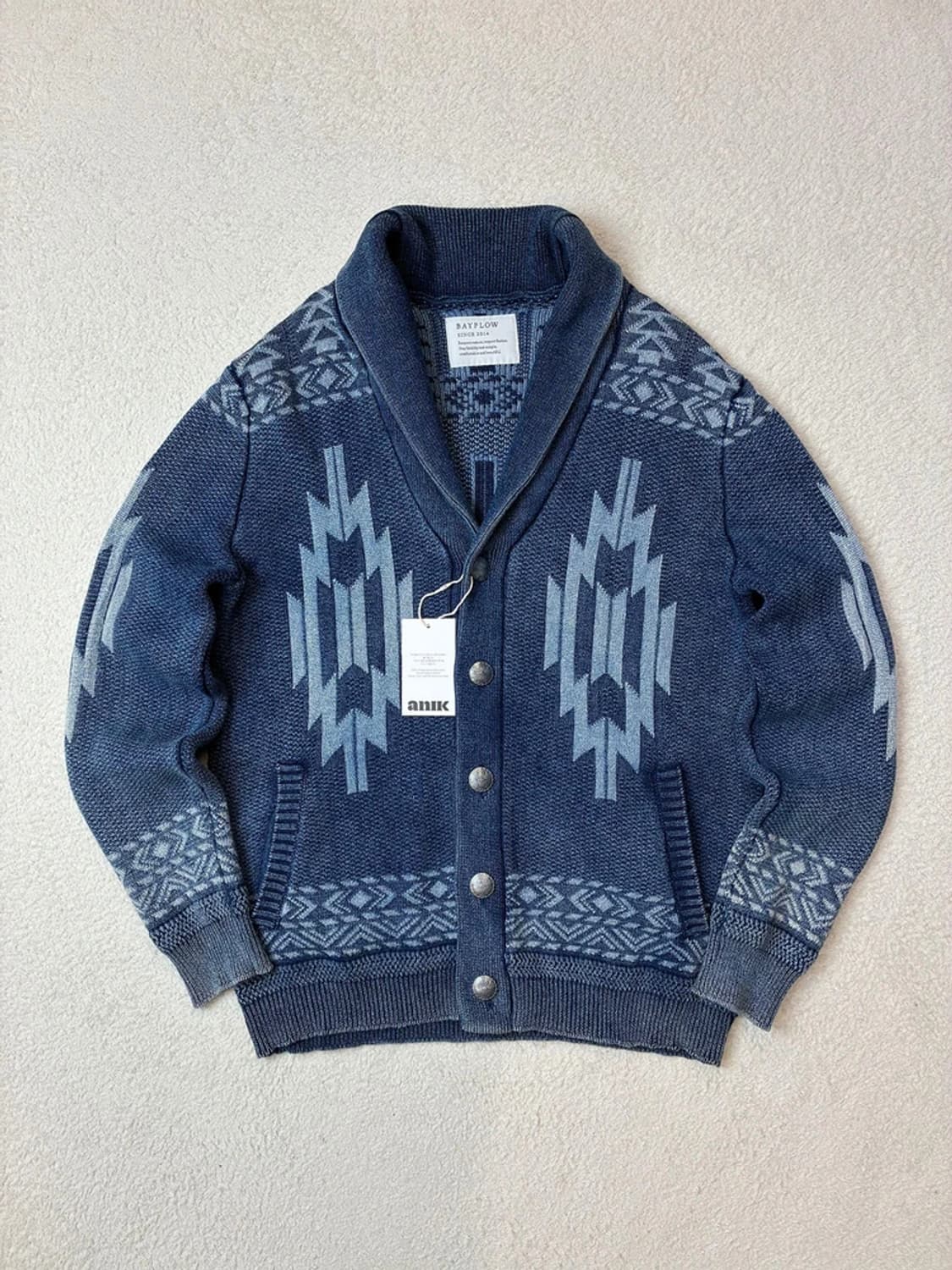 베이플로우 가먼트워싱 나바호 숄카라 니트 가디건 PN6089 상품이미지1