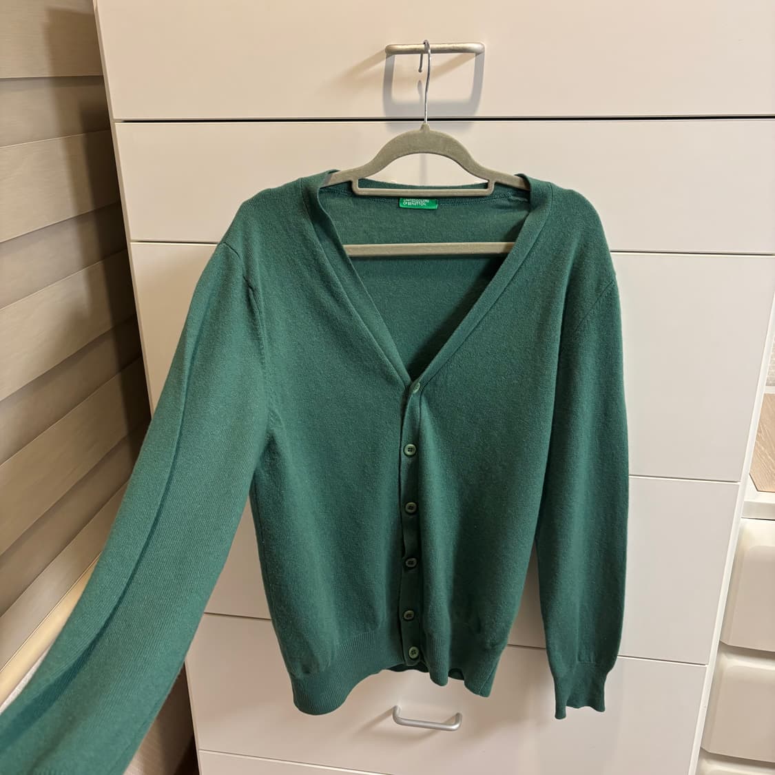 베네통 라이트 그린 100% 라나 울 가디건 상품이미지2