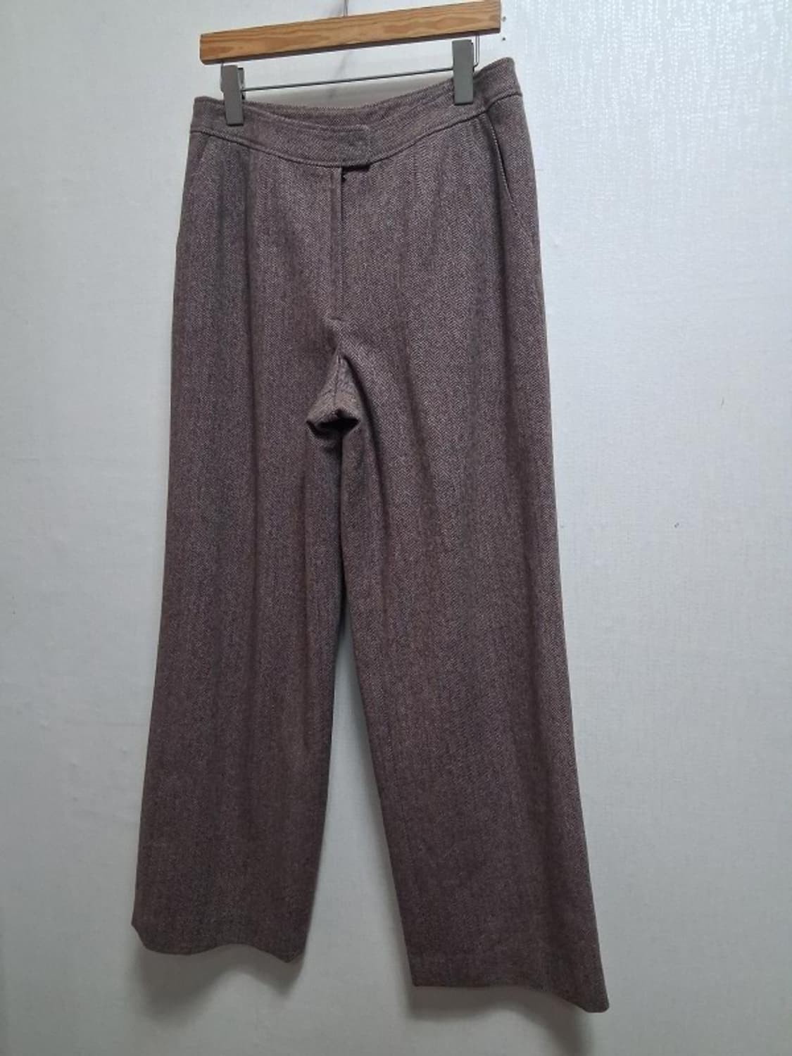 테일러드 여성 브라운 해링본 모직와이드팬츠 30인치 상품이미지1