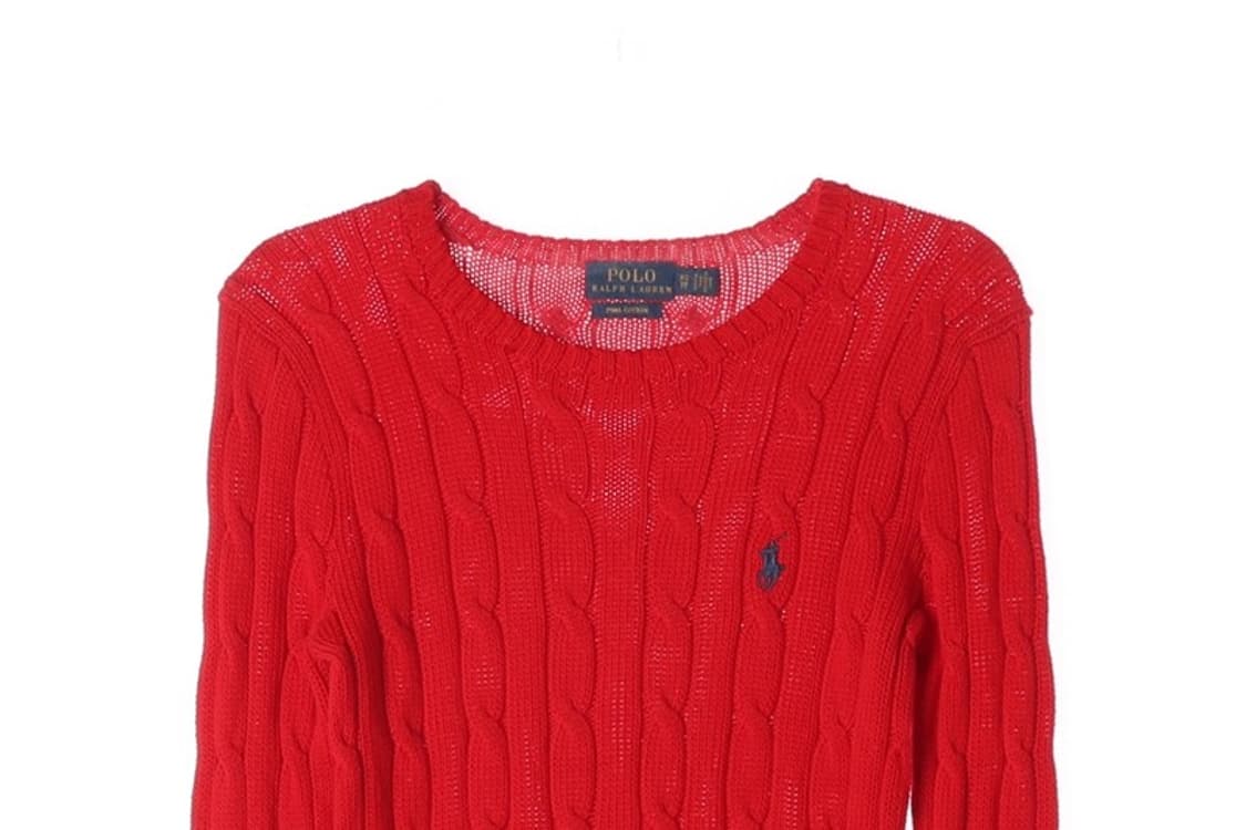 폴로 랄프로렌 레드 피마코튼 케이블 니트 XS 상품이미지3