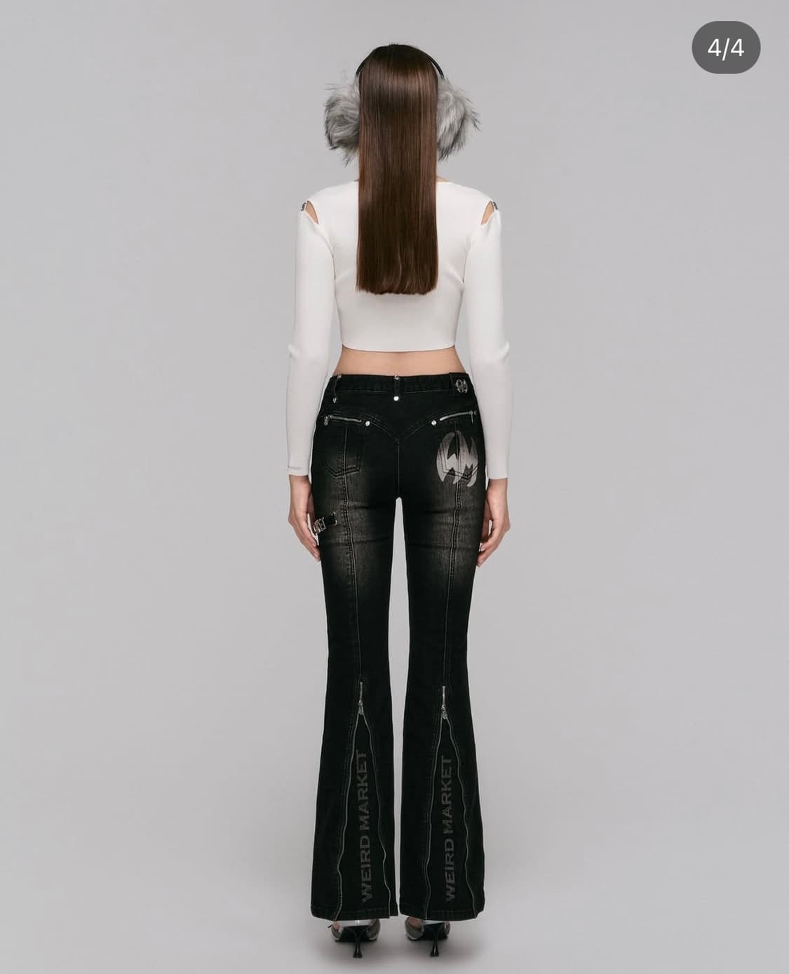 위어드 마켓 시그니처 로고 흑청 웨스턴 부츠컷 팬츠 상품이미지6