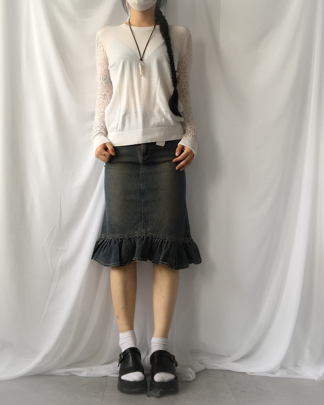 Frill point washing skirt 상품이미지4