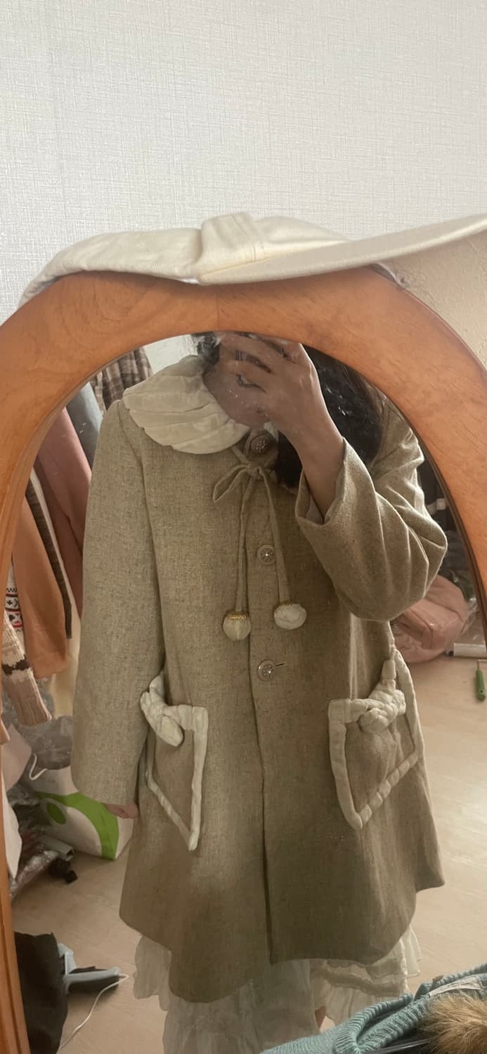 모리걸 빈티지 폼폼이 리본 울코트💛🎀 상품이미지5