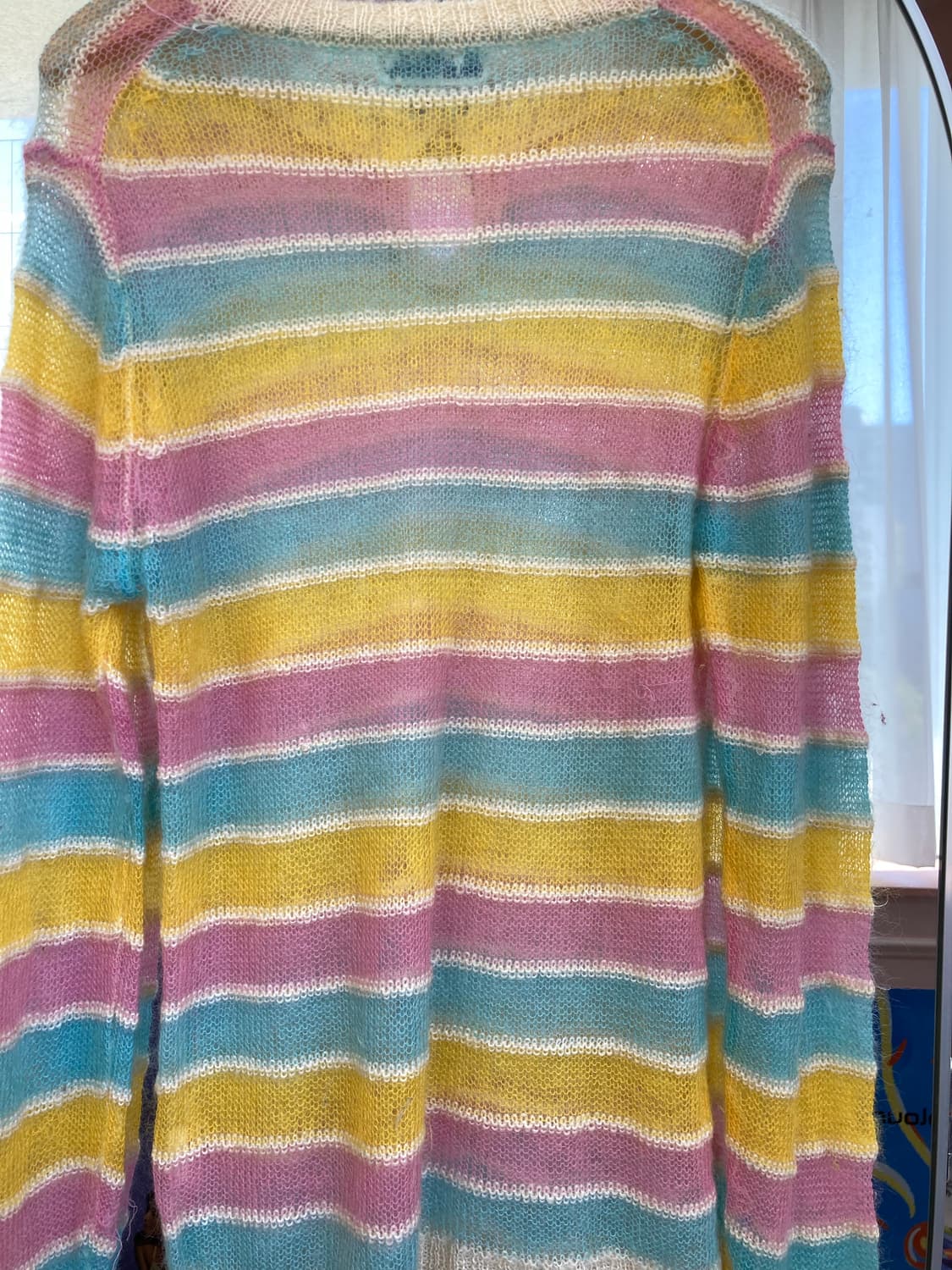 레인보우 솜사탕 스트라이프 시스루 니트 상품이미지7