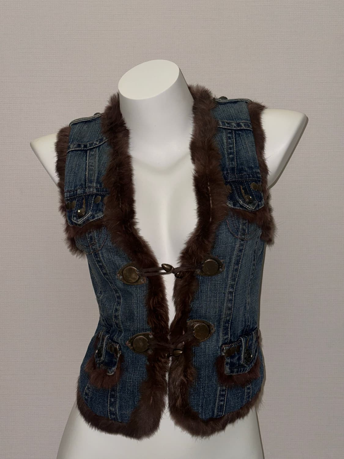 빈티지 퍼 청자켓 베스트 상품이미지5