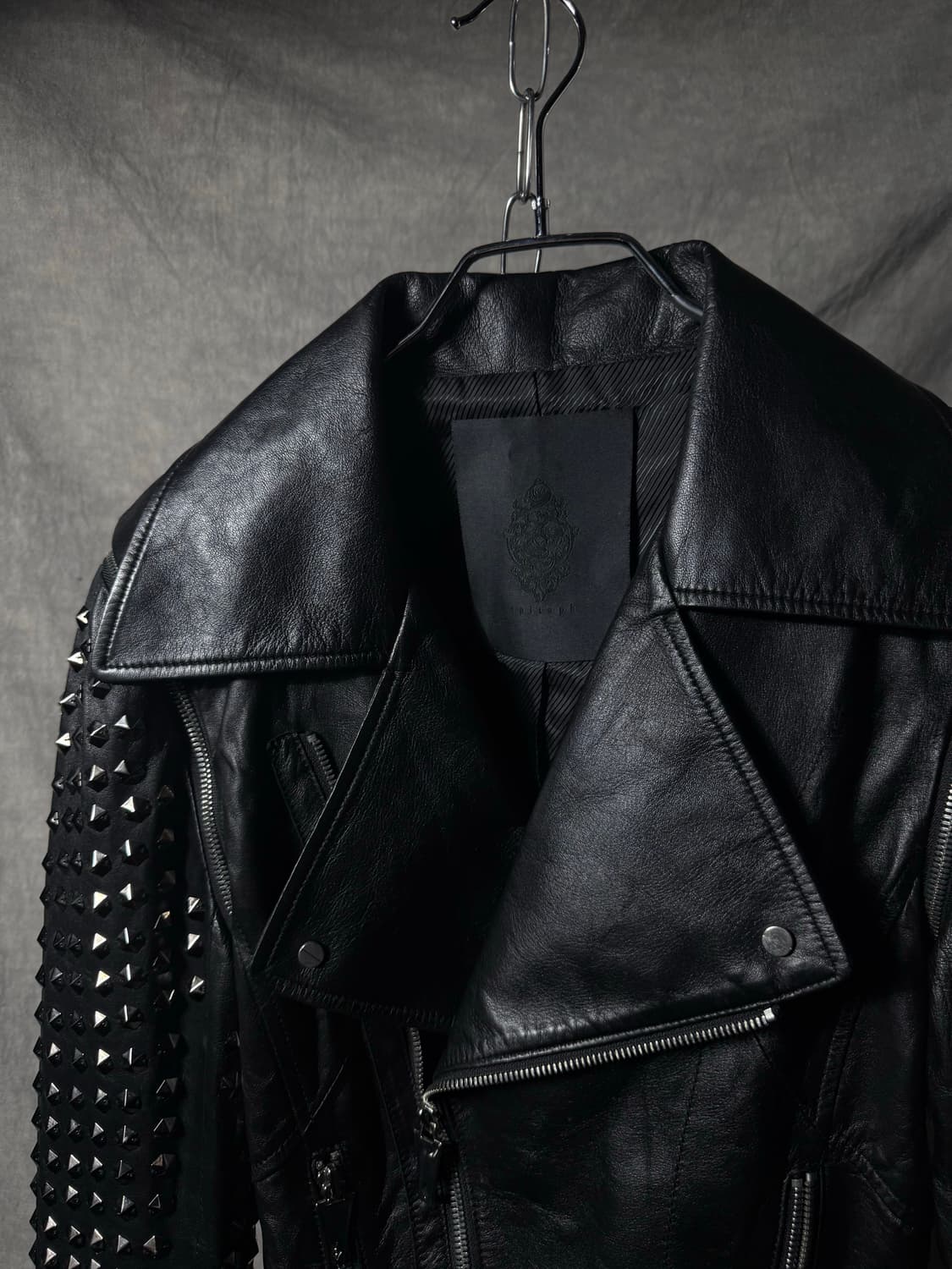 Spilaph Studded Asymmetic Leather Jacket 상품이미지4
