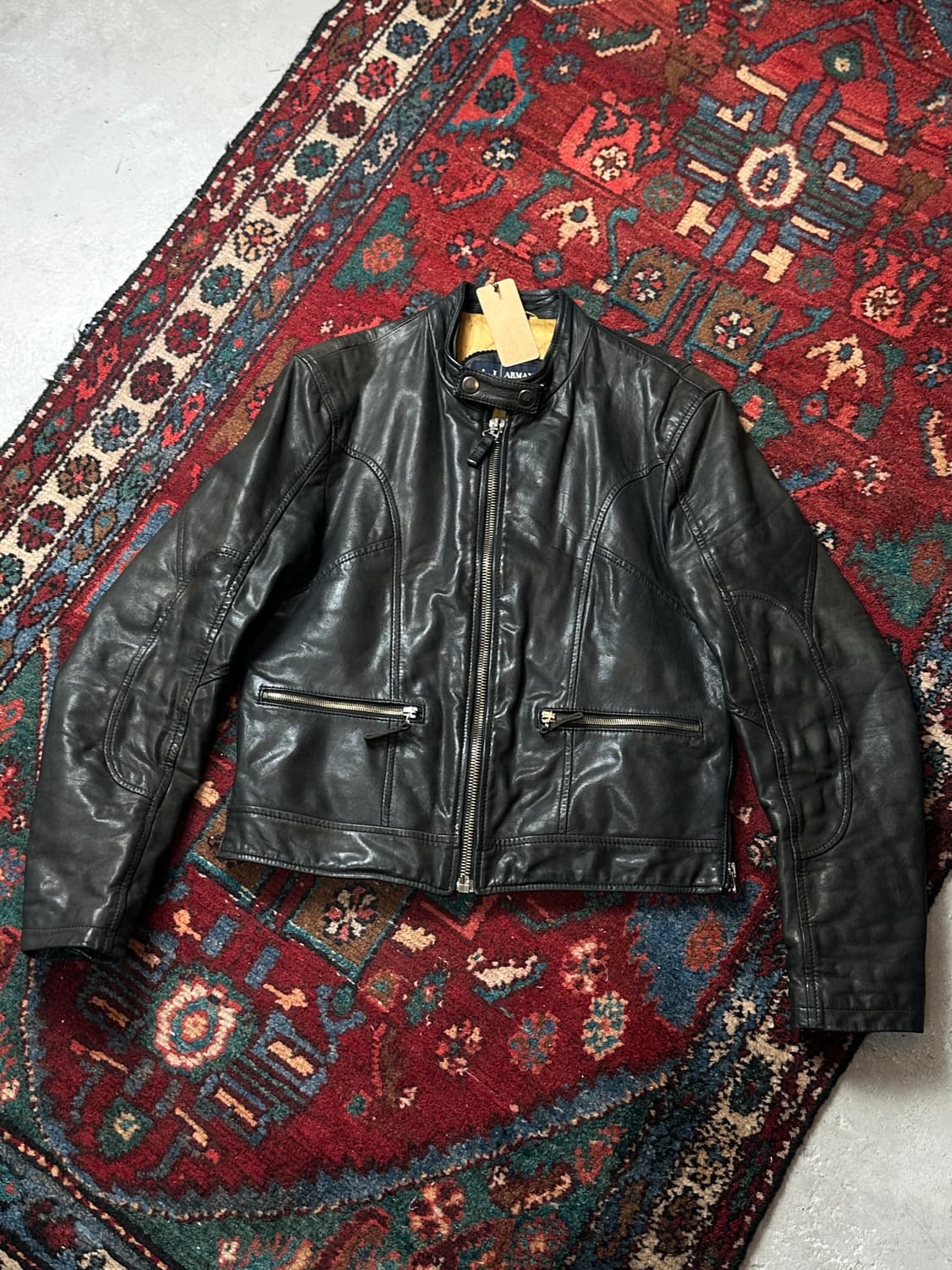 00's 아르마니 고트스킨 레더 자켓 빈티지 바이커 카페레이서 자켓 상품이미지1