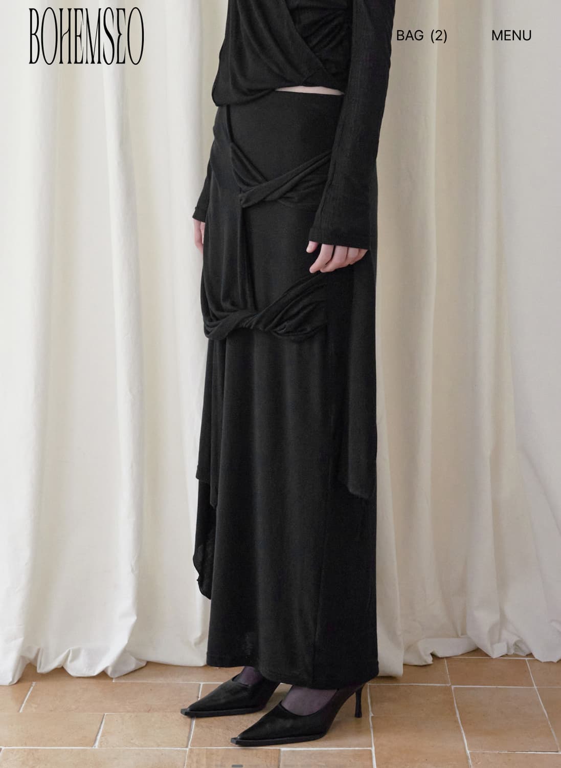 [3RD] SIGNATURE DRAPING SKIRT, BLACK 상품이미지2