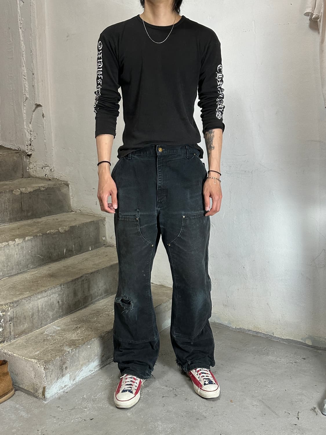 OG USA 칼하트 B01 더블니 블랙 칼하트 썩블니 하드페이딩 상품이미지2
