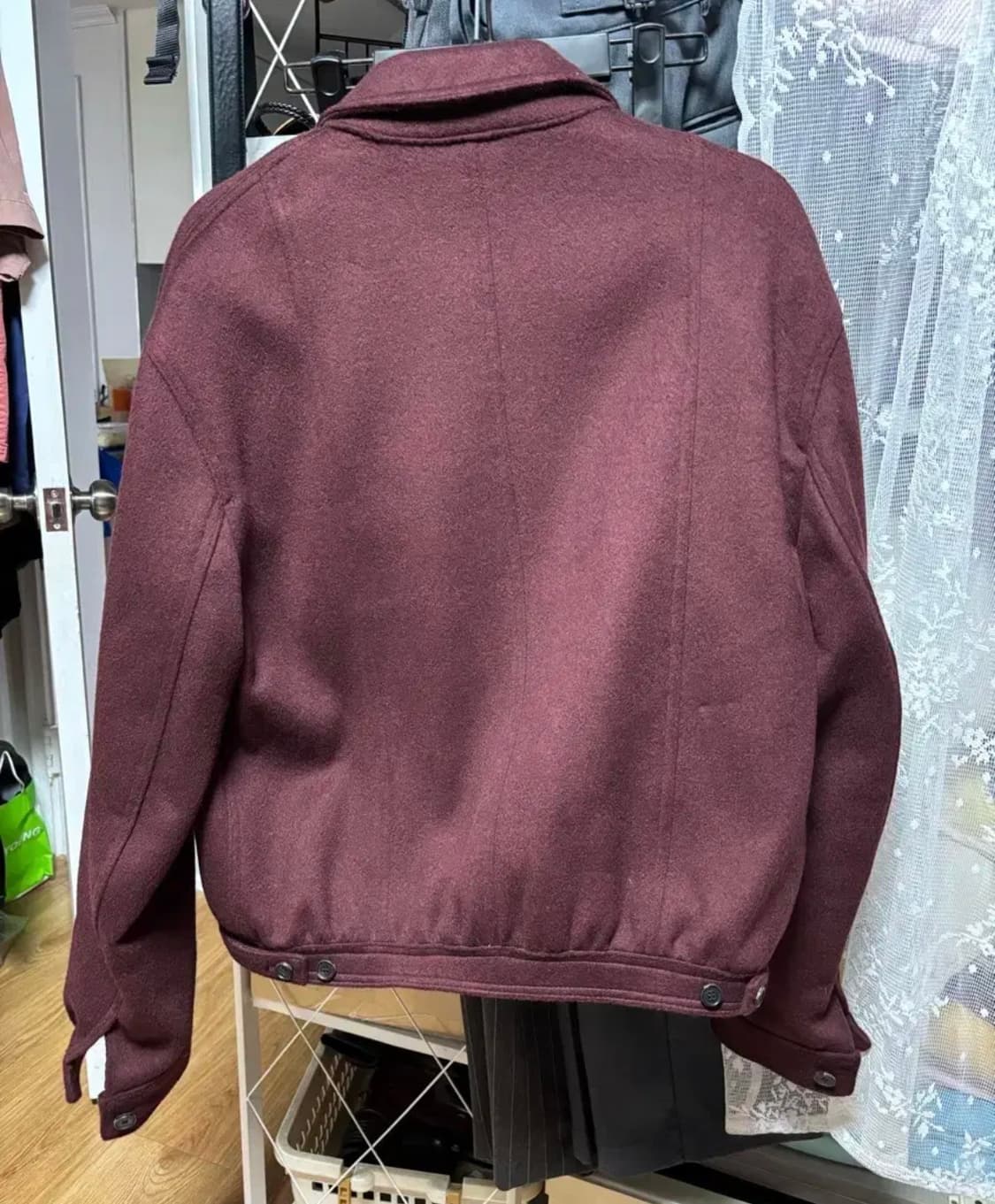 2) 알렌느 3D 울 블루종 자켓 버건디 상품이미지3