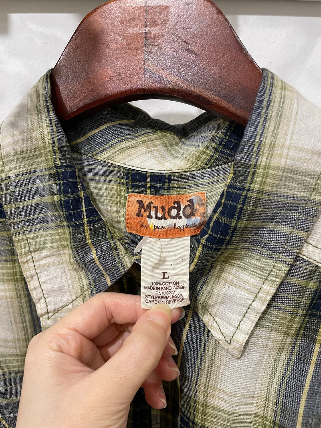 y2k 그린 체크셔츠 / 크롭 니트 후드집업  상품이미지5