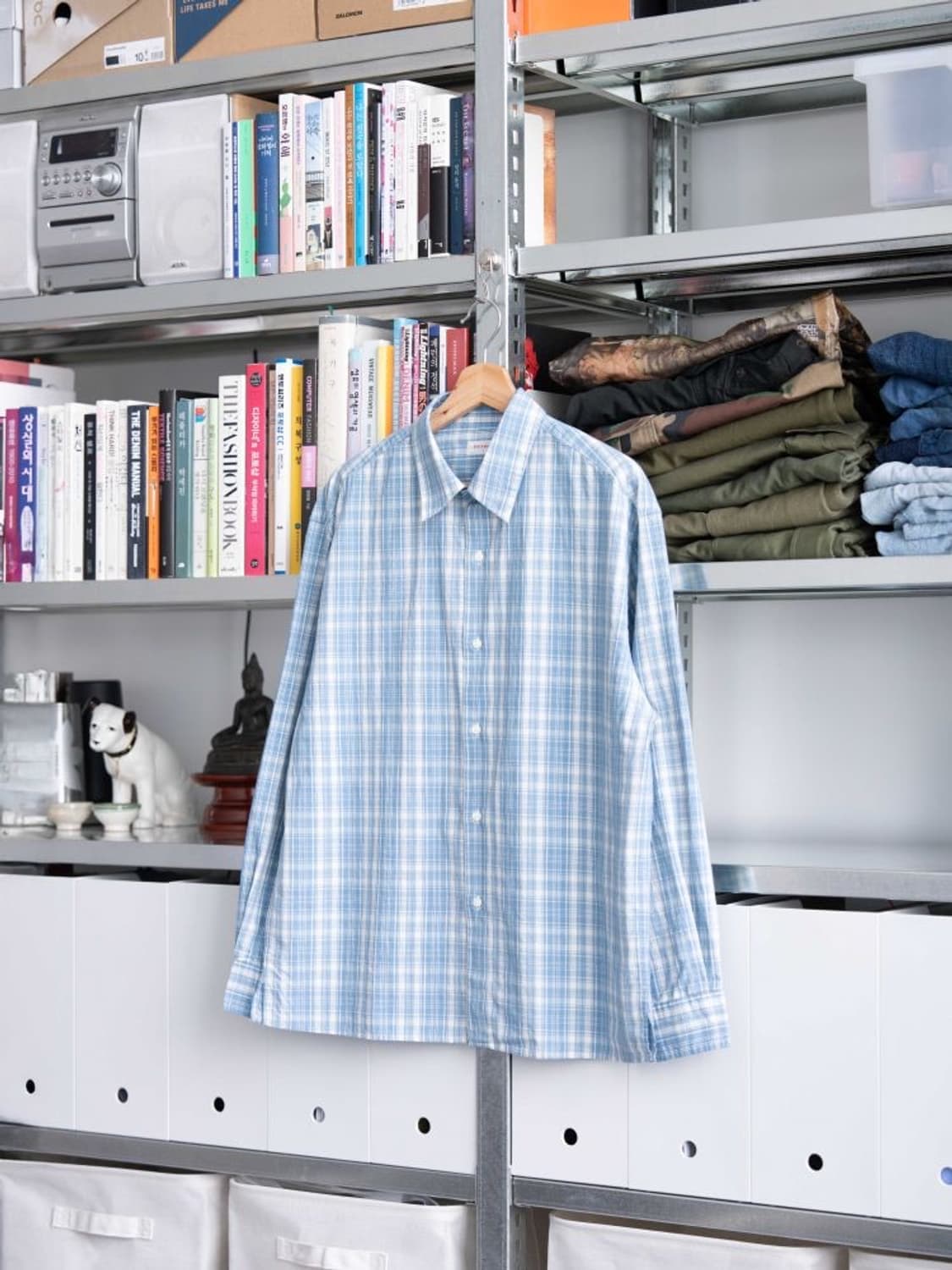 (4) 에브리원 에브리데이 체크셔츠 라이트블루 상품이미지2