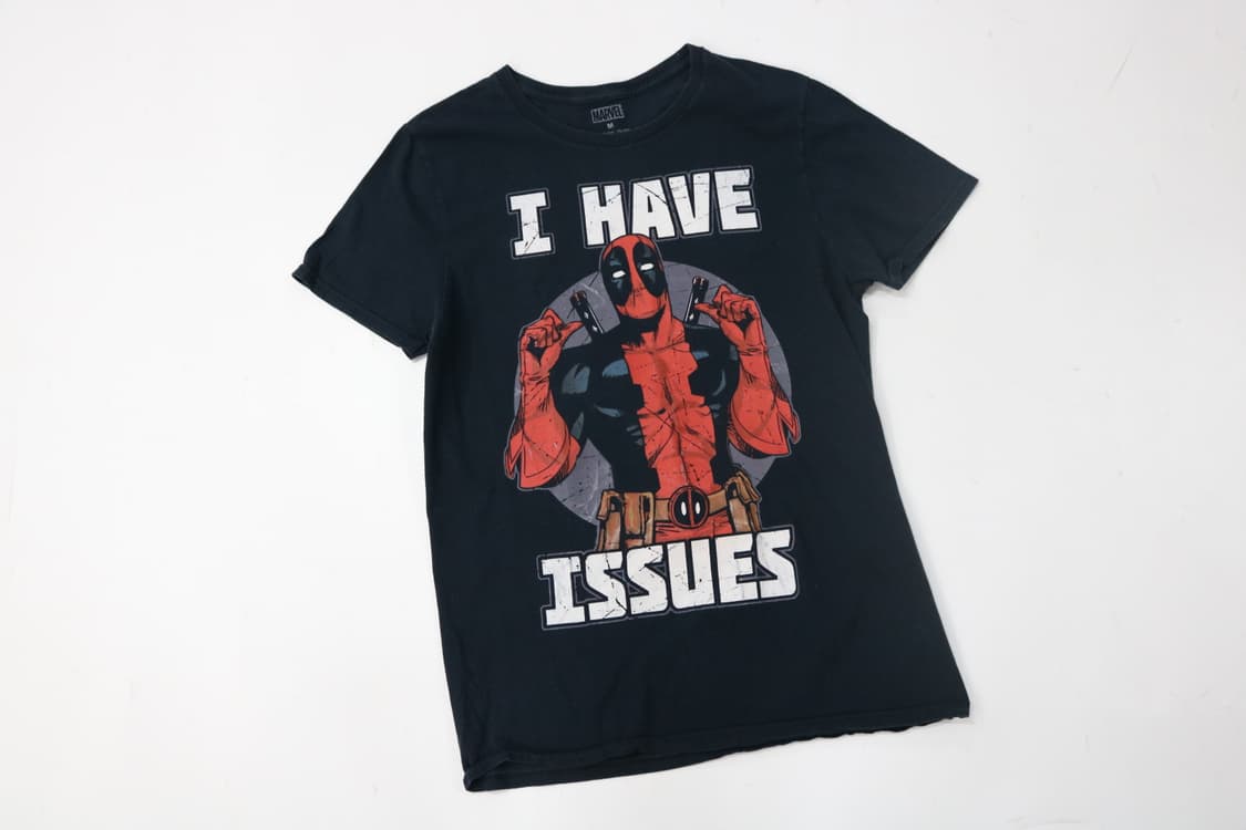 MARVEL 마블 데드풀 크랙 그래픽 블랙 반팔티셔츠 (M) 상품이미지2