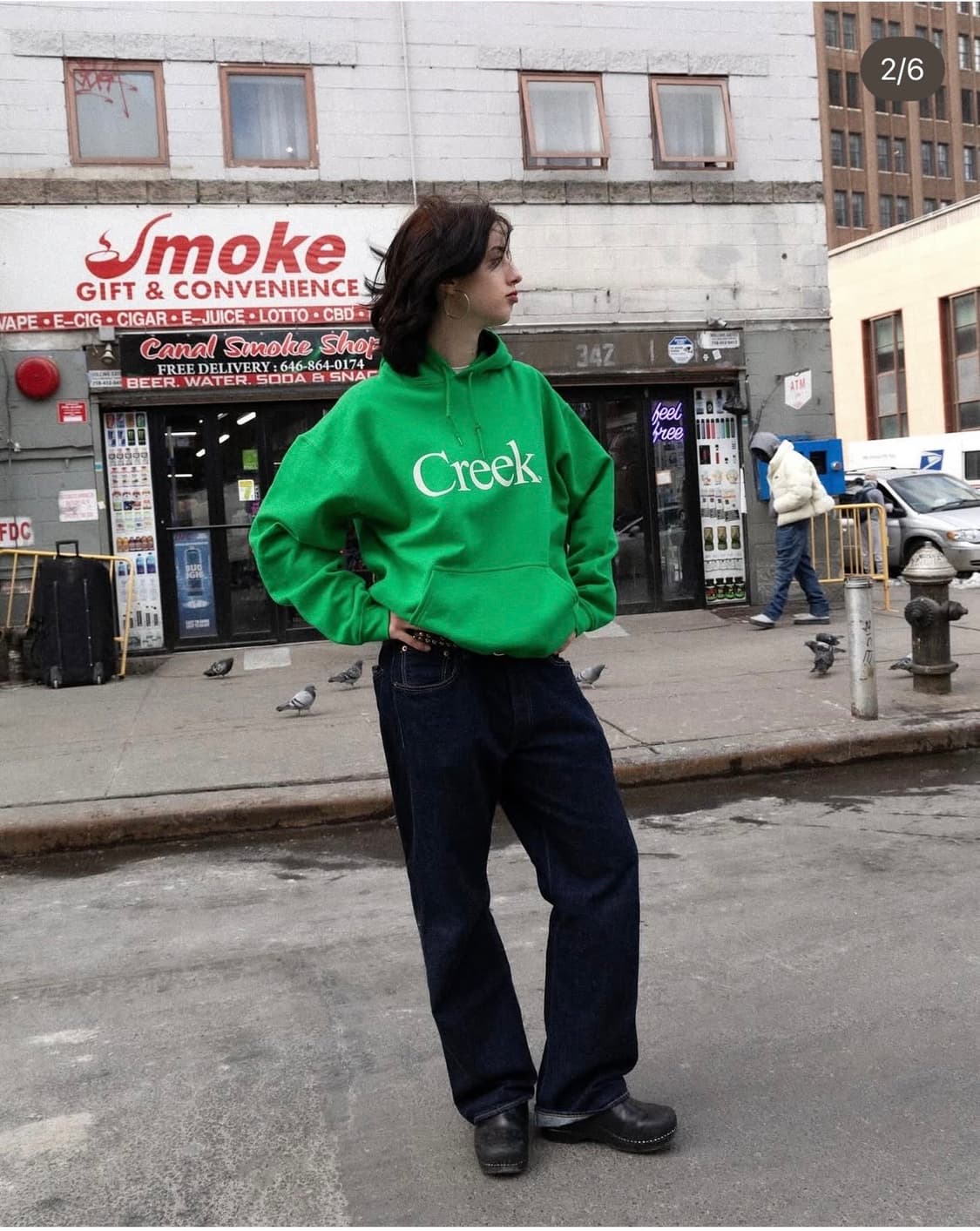 [L] Creek 크릭 뉴욕 한정판 후드티 그린 컬러 정품 새상품 상품이미지3
