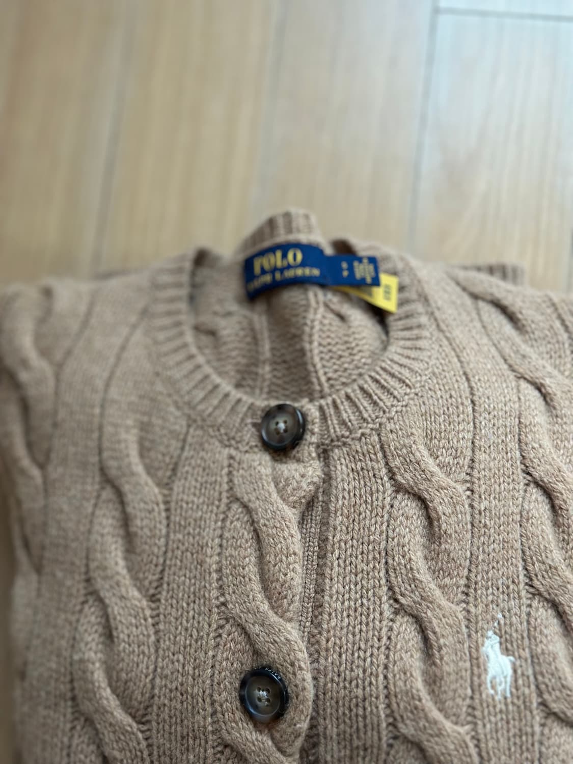 폴로 울 블렌드 수지 가디건 카멜 S 상품이미지9