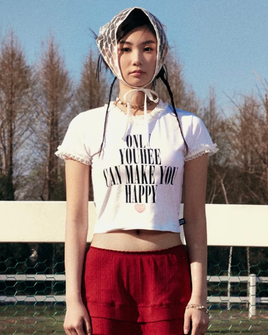 유희 레이스 레터링 베이비 티셔츠 화이트 상품이미지1