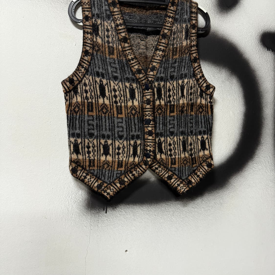 VTG 빈티지 에스닉 풀 패턴 크롭 니트 베스트 상품이미지4