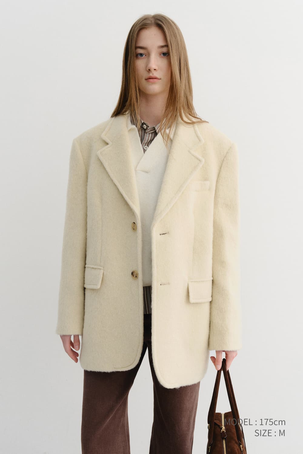 던스트 알파카 블레이저 코트 [크림베이지 / S] 상품이미지4