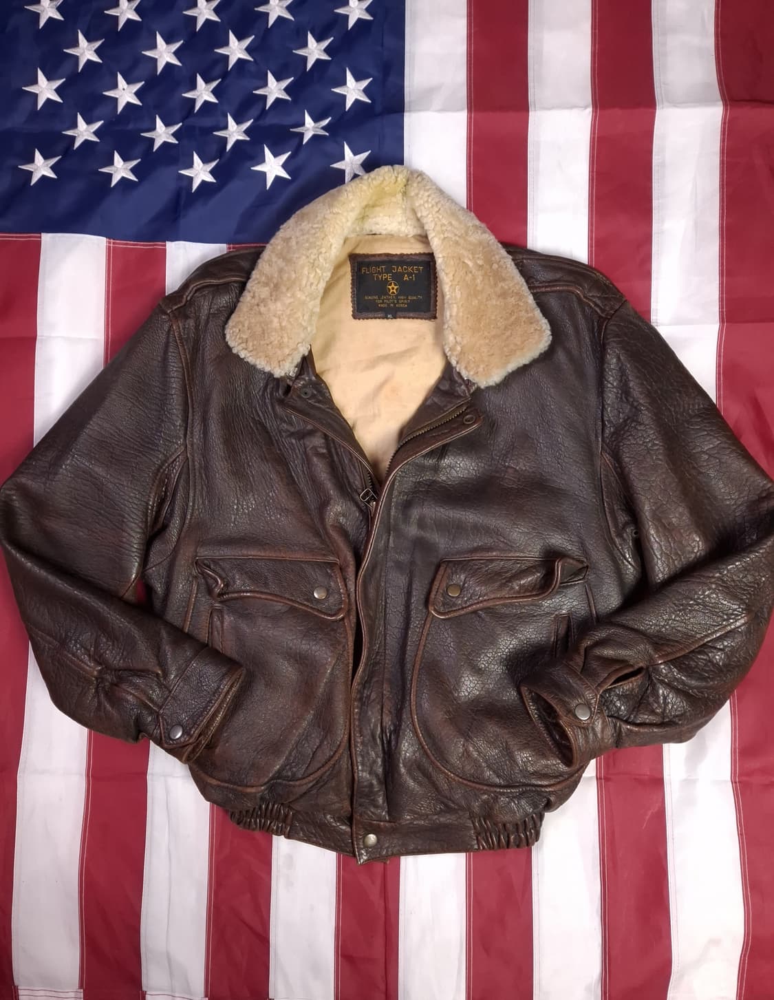 90's 국내산 밀리터리 A-1 리얼레더 항공자켓 상품이미지1