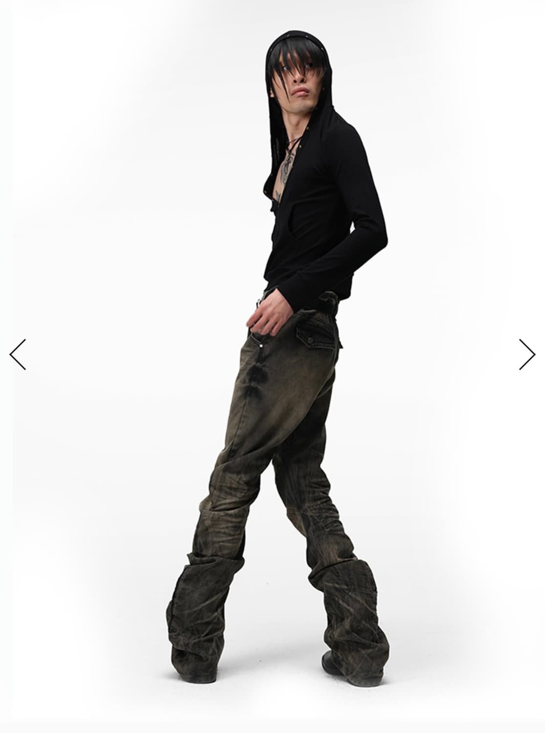 Distressed Texture Slim-Fit Khaki Pants 상품이미지4