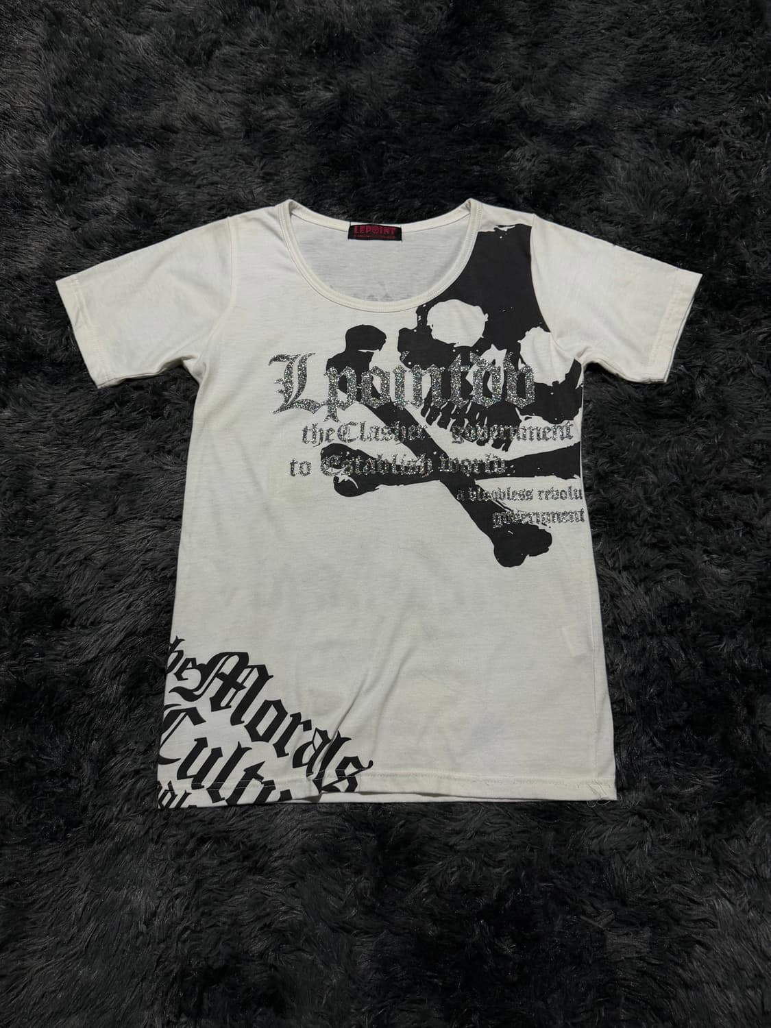 레터링 글리터 해골 세미펑크 반팔 티셔츠 상품이미지5