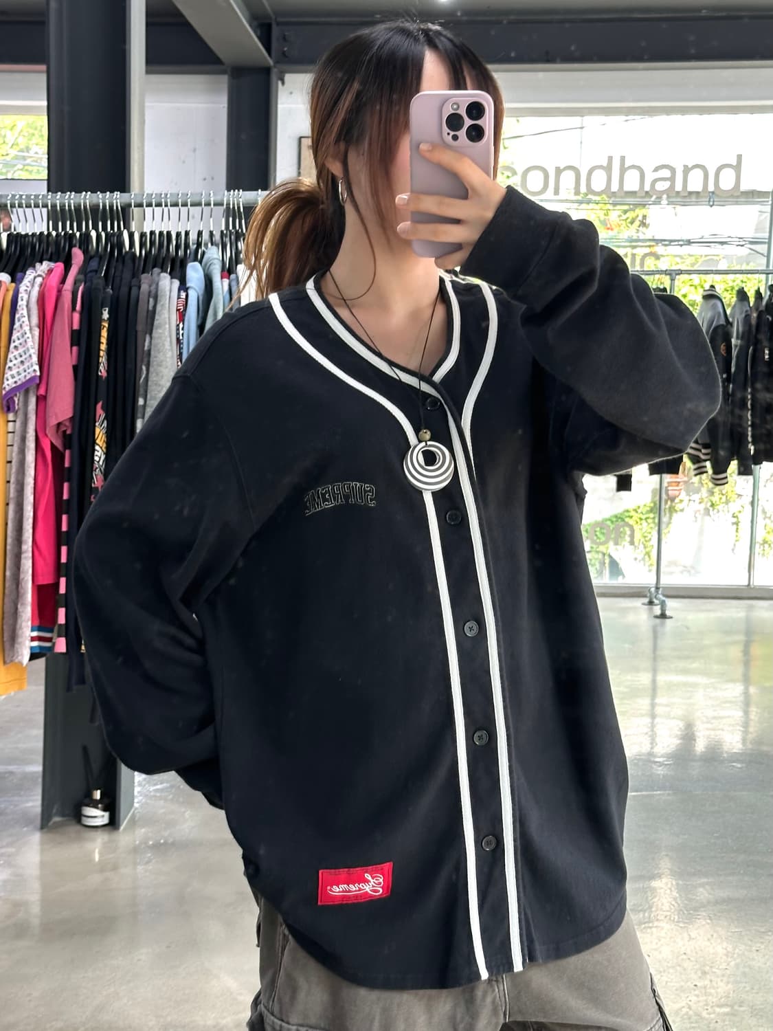 슈프림 18FW 컬러 블럭 베이스볼 져지 블랙 상품이미지1