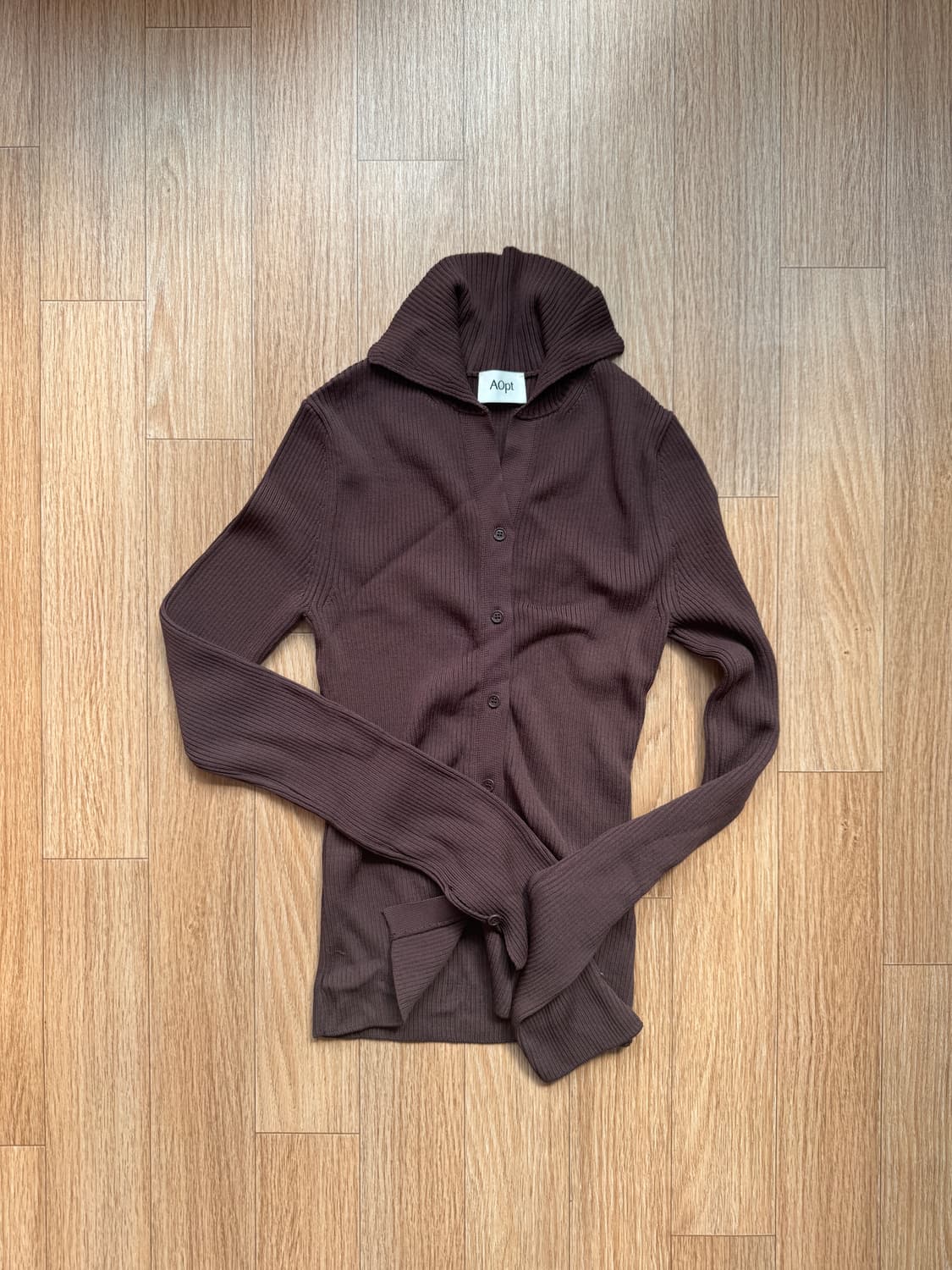 아옵트 OPEN COLLAR CARDIGAN - BROWN 상품이미지1