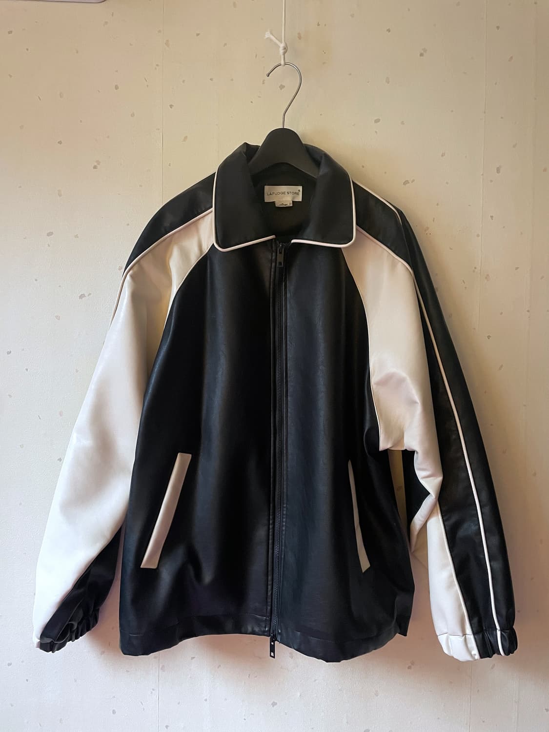 라퍼지스토어 비건레더 자켓 블랙/아이보리 L 상품이미지2