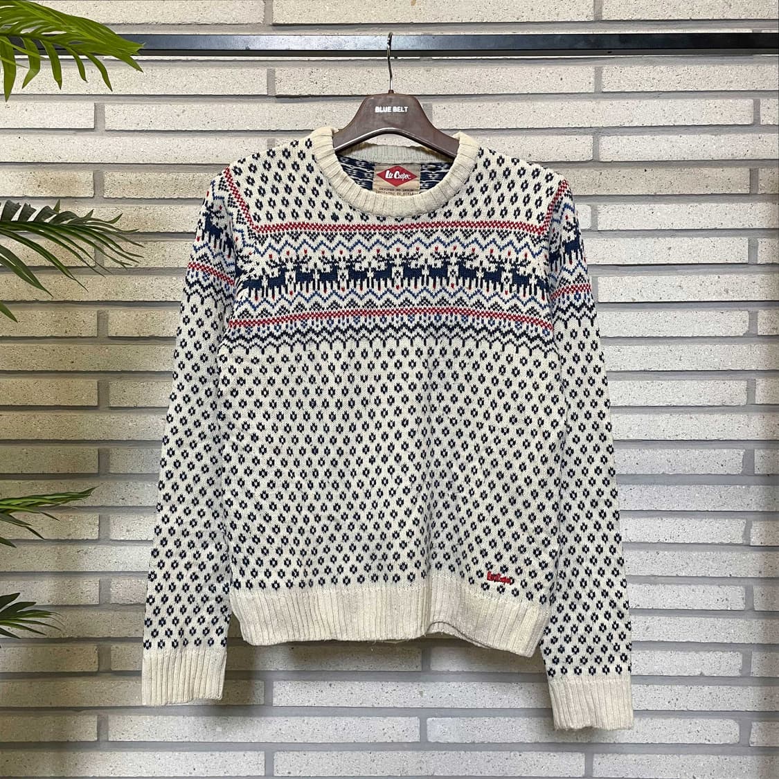 LEE COOPER 노르딕 패턴 니트 라운드넥 디테일 화이트 상품이미지2