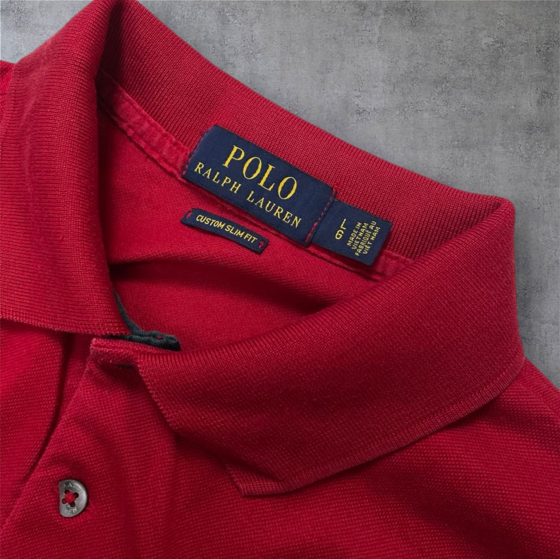 폴로 랄프로렌 레드 커스텀 슬림핏 긴팔 카라티 L 상품이미지2