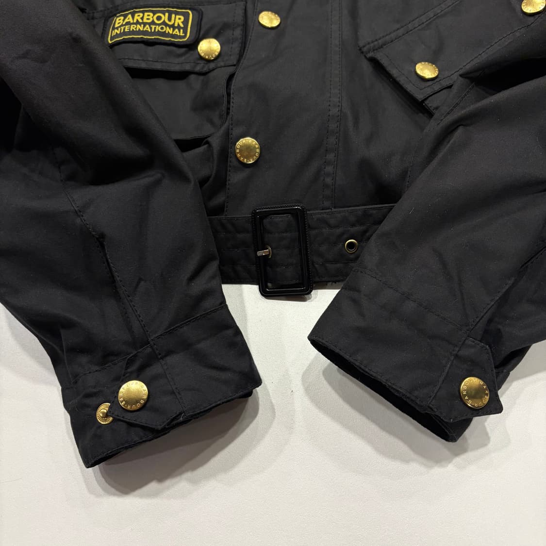 [M] 바버 인터내셔널 유니온잭 왁스 블랙 벨티드 자켓 B796 상품이미지8