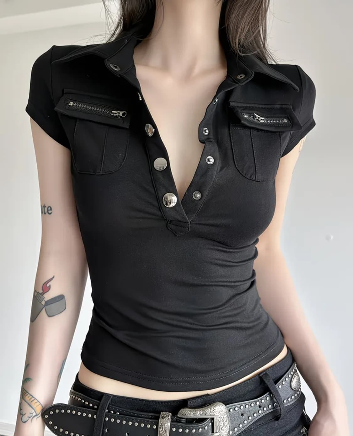 긱시크 카라 반팔 슬림핏 반팔티 y2k 상품이미지1