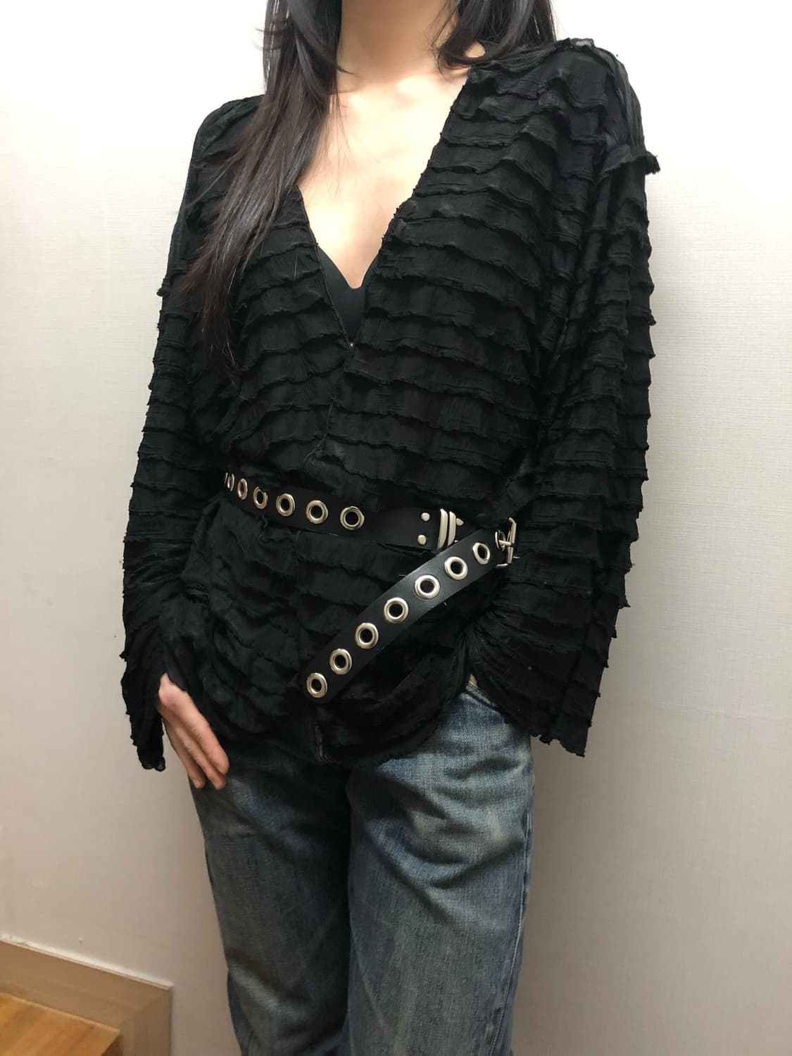 빈티지 블랙 프릴 가디건 상품이미지2