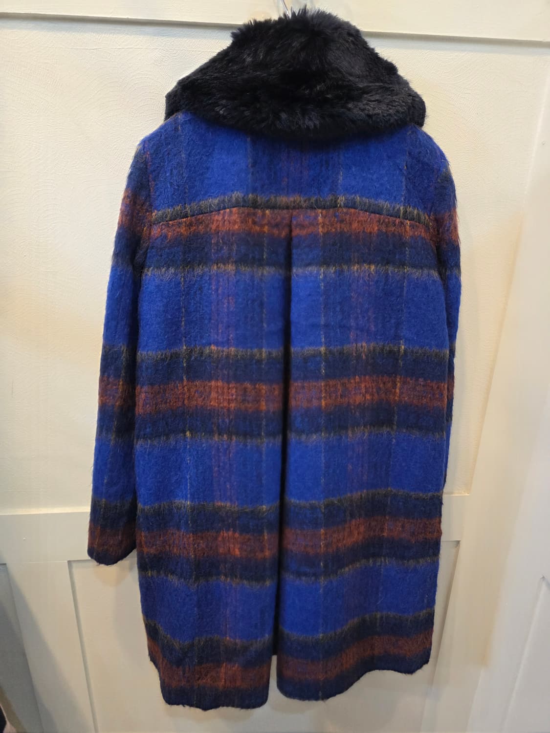 a.t. corner  모헤어 퍼 카라 체크 코트 상품이미지3