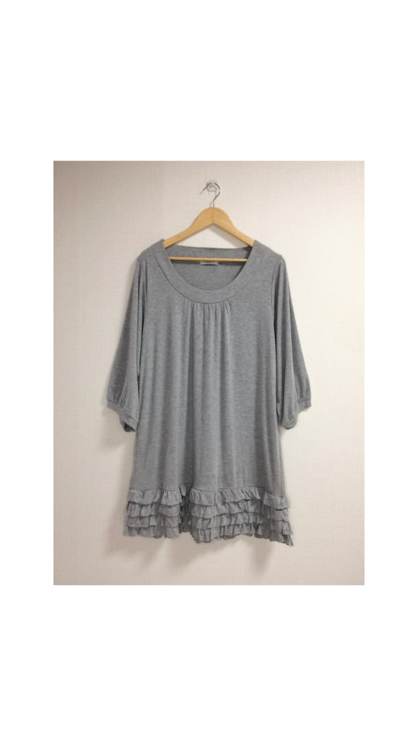 빈티지 그레이 겹프릴 셔링 원피스 상품이미지1