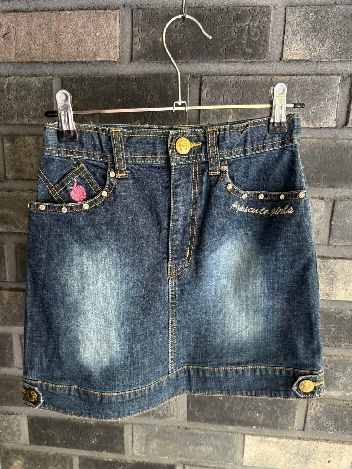 블루엔젤 큐빅 비즈라인 데님스커트 상품이미지6