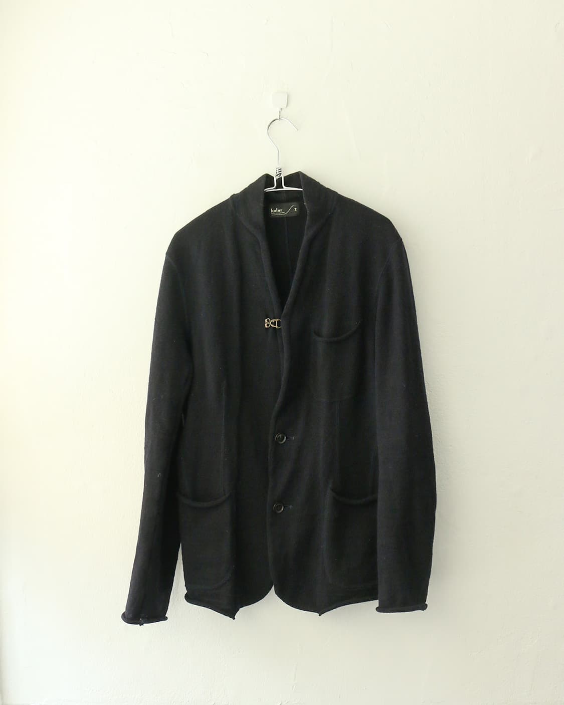 컬러 다크네이비 울 니트 가디건 상품이미지4