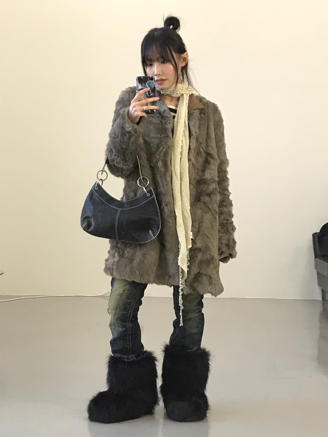 Fur Touch Grey Fur Jacket 상품이미지1