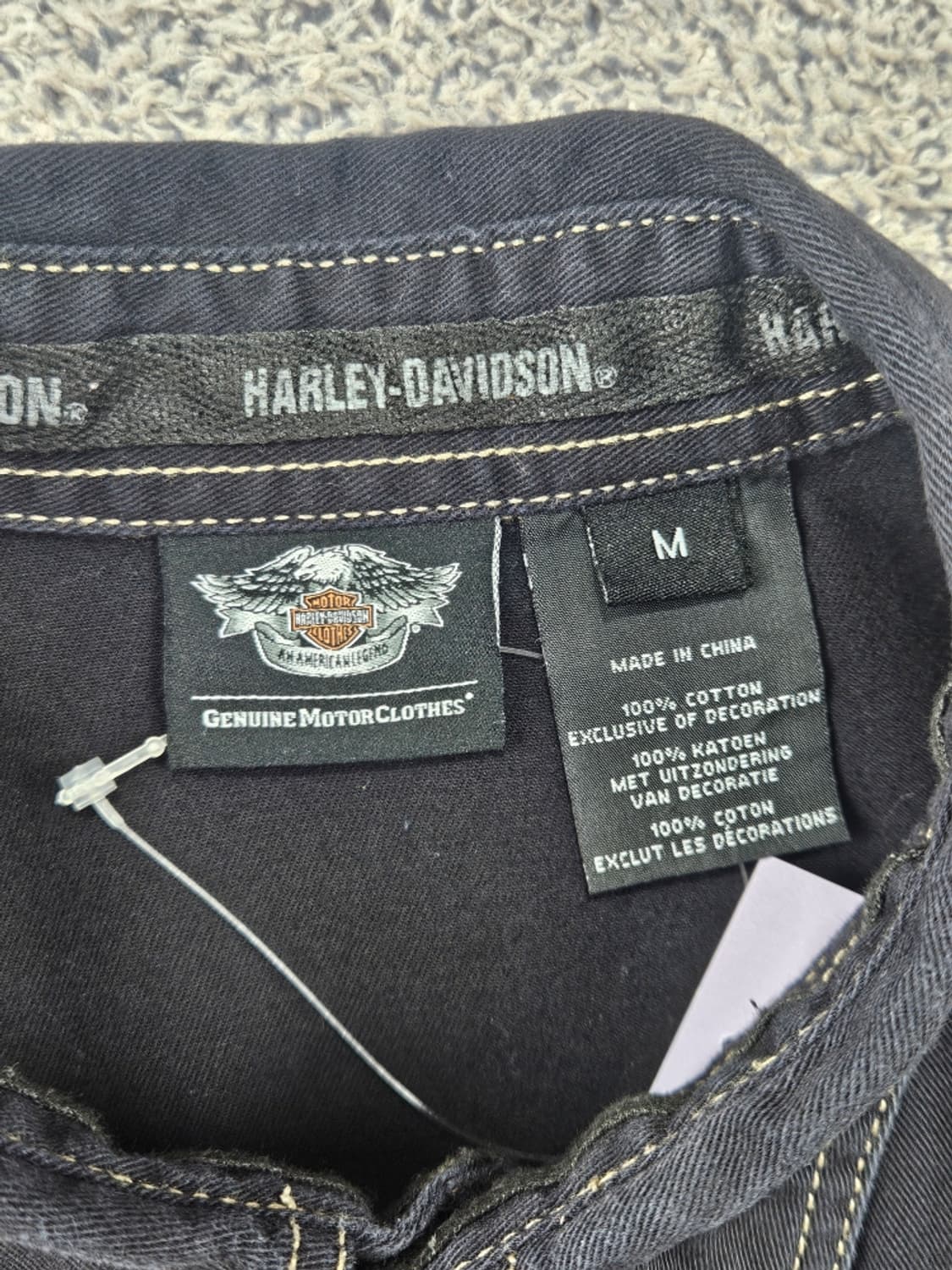 할리데이비슨 스티치 포켓 윙즈이글 바이커 셔츠 ( M ) / 11589 상품이미지7