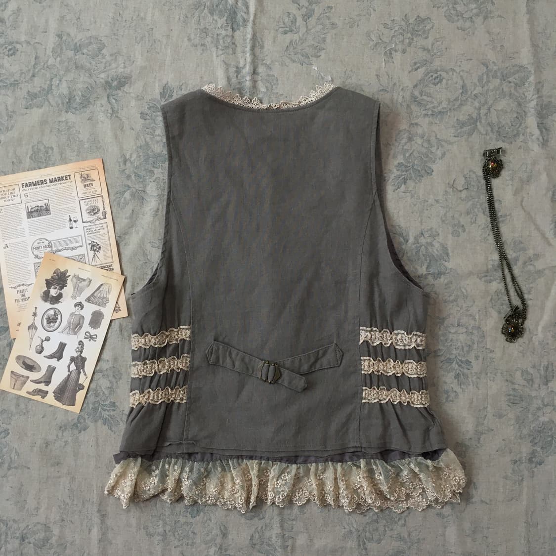 axes femme vintage antique lace vest 상품이미지2