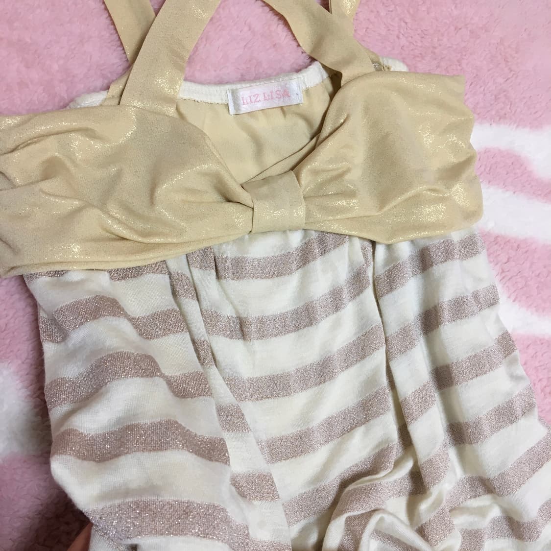 리즈리사 고전 리본 스트라이프 캐미솔 슬리브리스 라떼갸루 히메갸루 핀터 상품이미지2