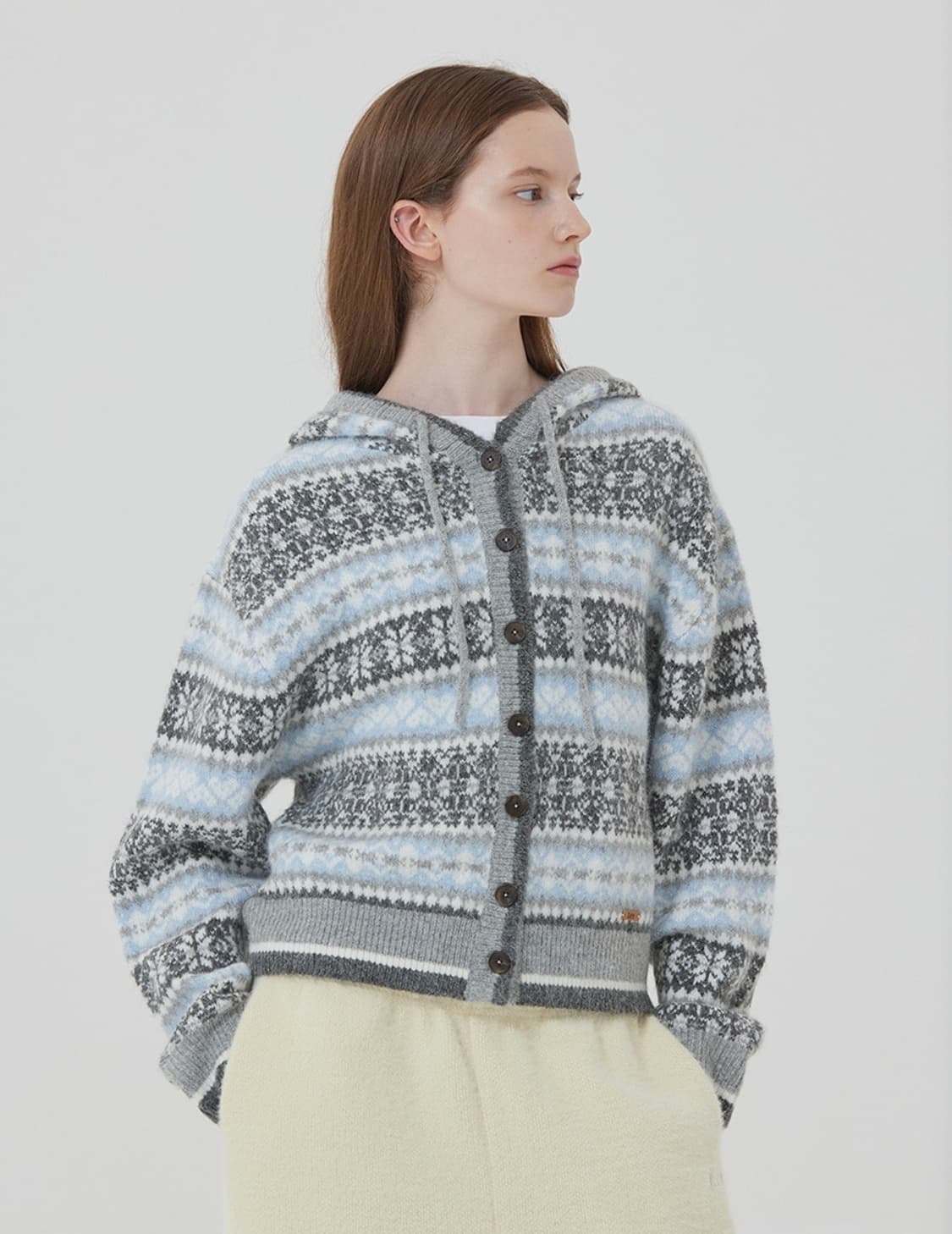 Lee 리 후드 노르딕 가디건 그레이 상품이미지3