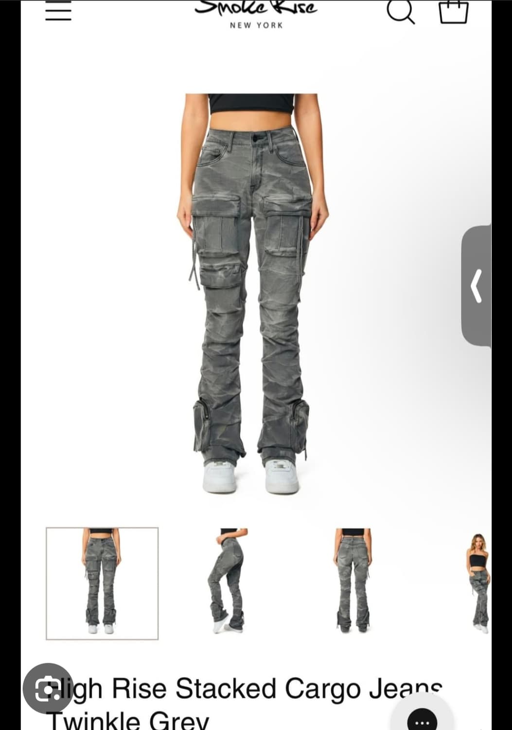 스모크 라이즈(Smoke Rise) 블랙 멀티포켓 카고 팬츠 / S사이 상품이미지2