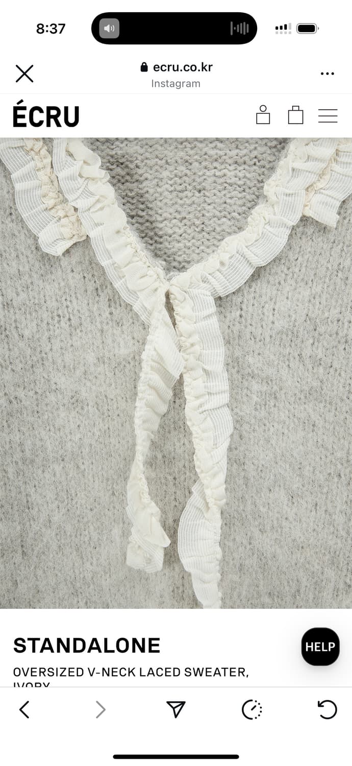 Standalone 스탠드얼론 레이스 브이넥 니트 스웨터 상품이미지3