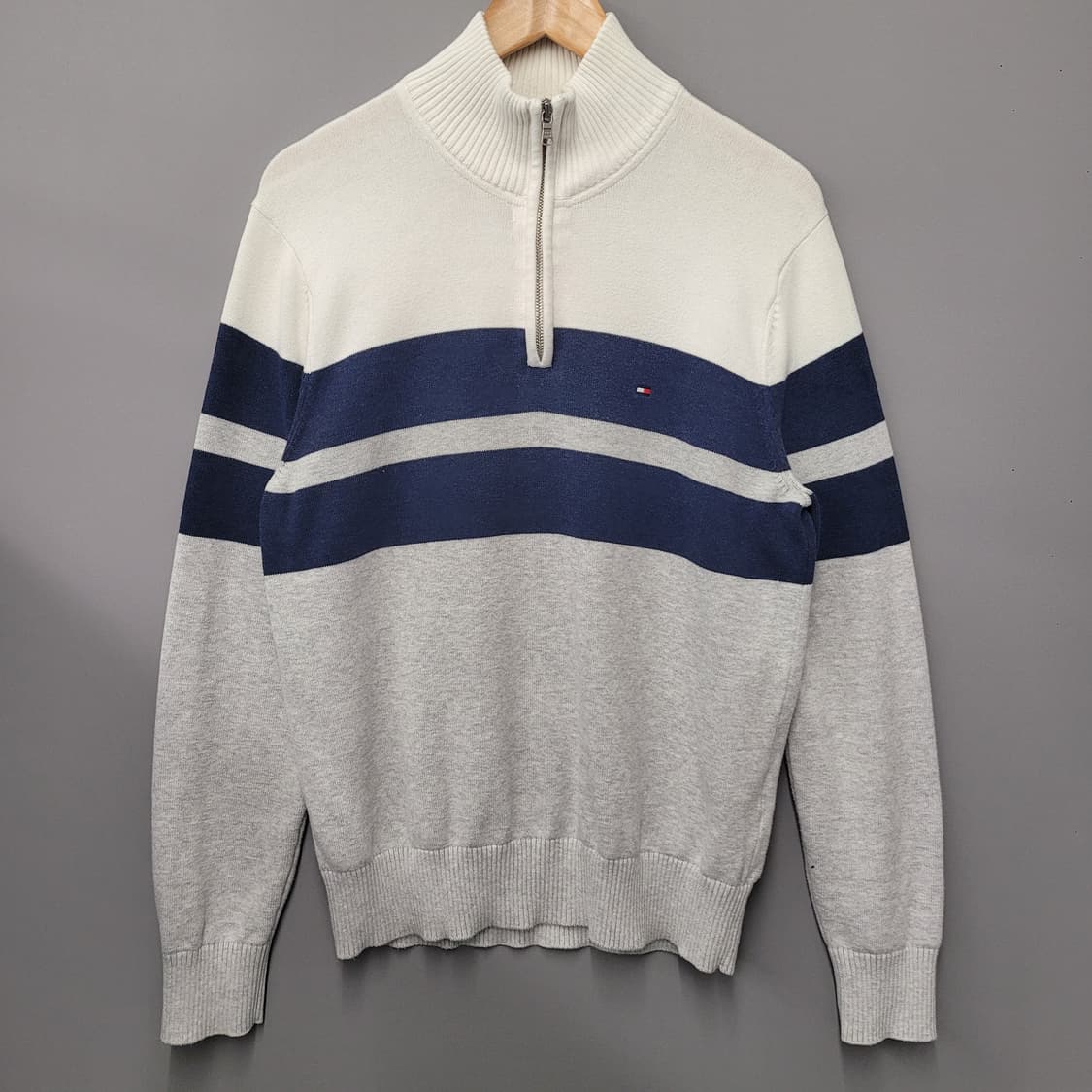 Tommy Hilfinger 타미힐피거 스트라이프 반집업 니트 상품이미지1