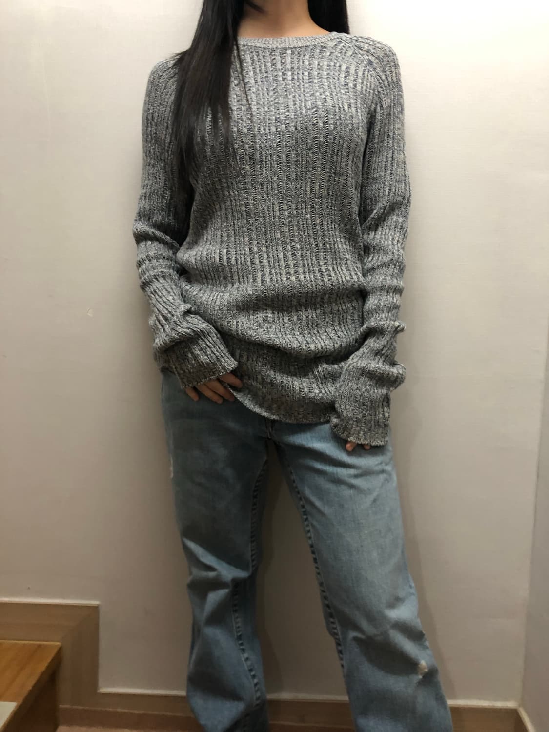 빈티지 버커루 라이트 그레이 니트 상품이미지2